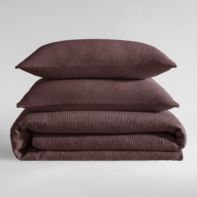 Calvin Klein Washed Texture Solid Cotton Duvet Cover Set