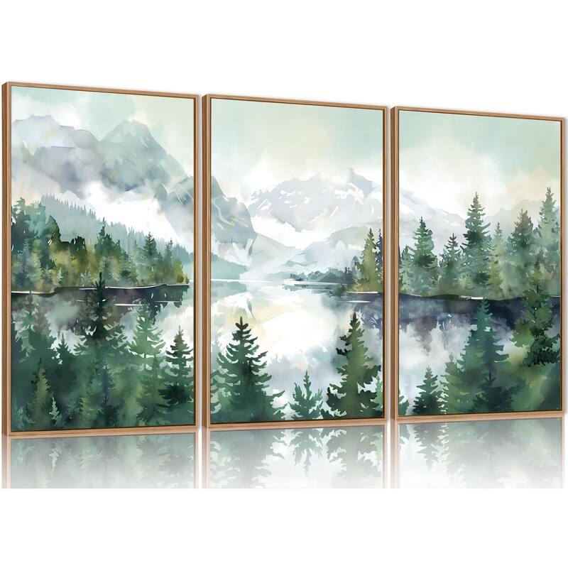Forest Wall Decor, Nature Green Pines Wall Painting, Forest Wilderness - 24 x 36