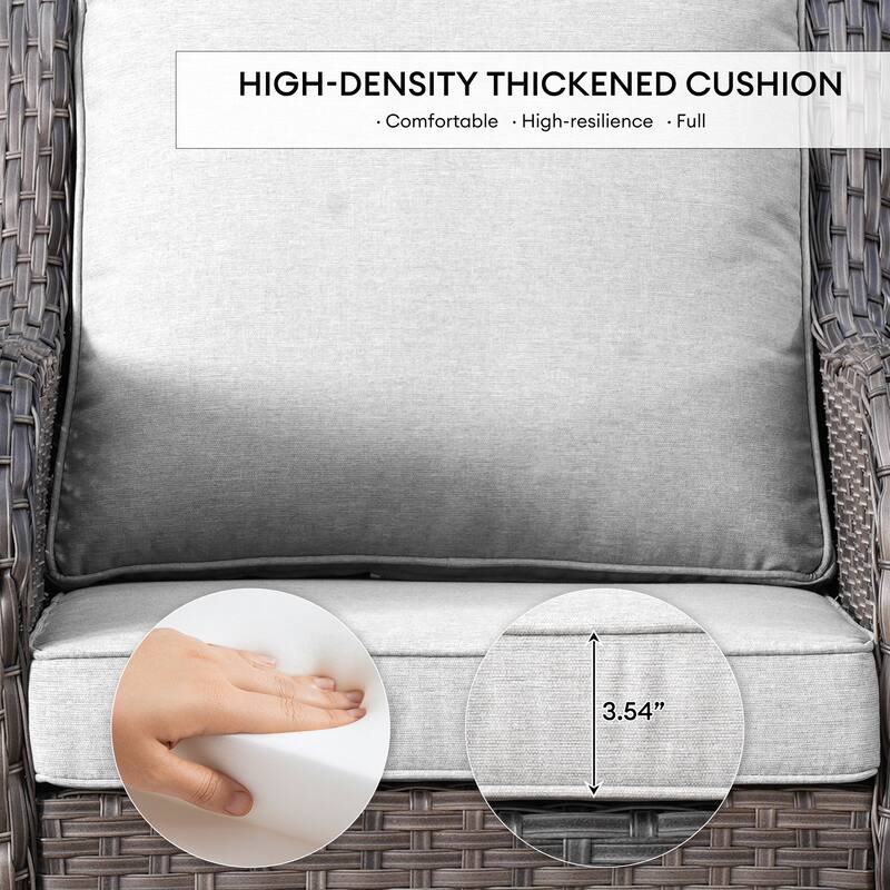 OVIOS 9-piece Patio Wicker Swivel Chair Set With 30" Fire Pit