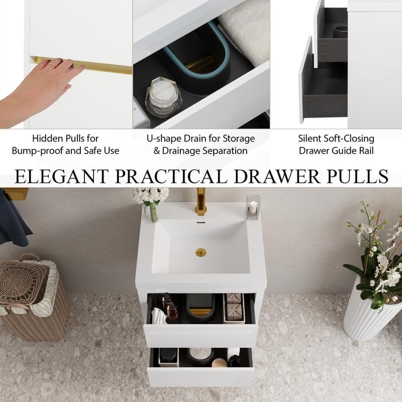 Abruzzo 24" Wall-Mount Bathroom Vanity with Stone Resin Top and Dual Soft-Close Drawers