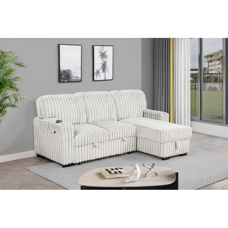 Best Quality Furniture 2-Piece Corduroy Sectional - Beige