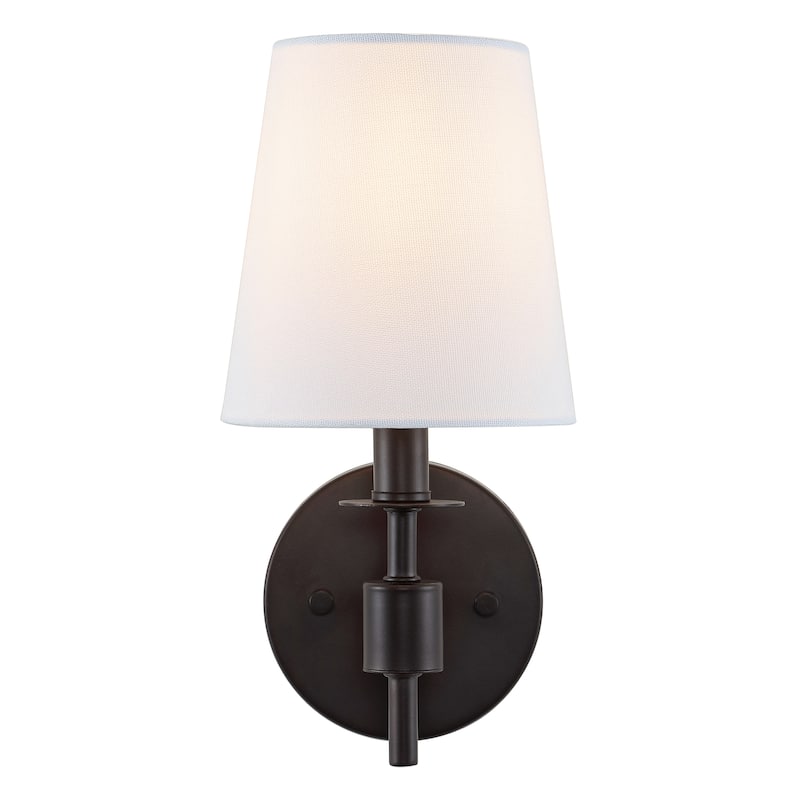 SAFAVIEH Lighting Dalany 7-inch Fabric Shade Wall Sconce with Bulbs (Set of 2) - 7 in. W x 5.5 in. D x 11 in. H