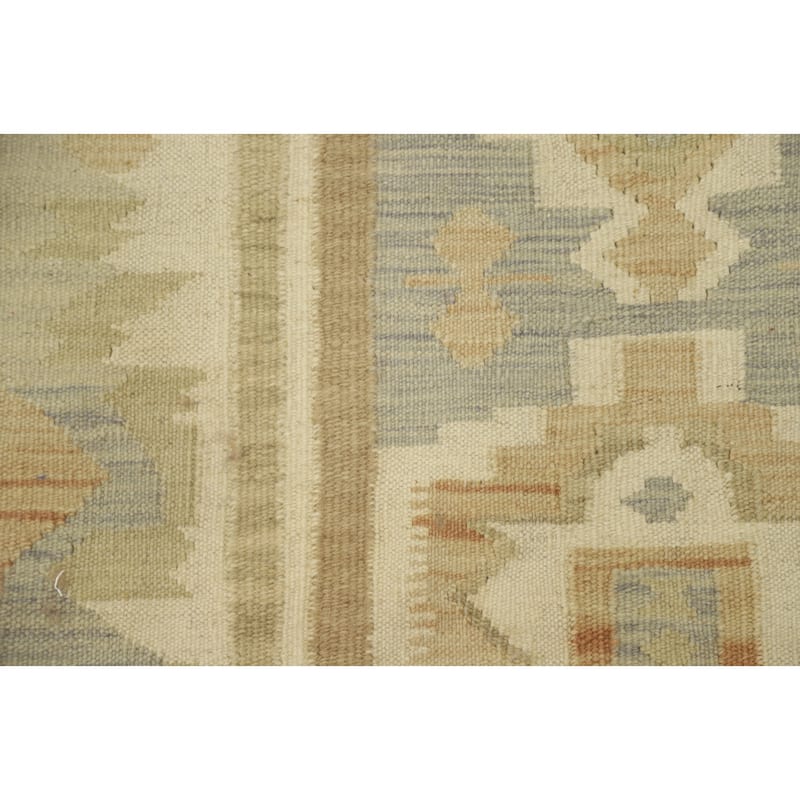Hand Woven Oriental 100% Wool Carpet Southwestern Tribal Beige & Ivories Kilim Area Rug - 4' 11'' X 3' 2''