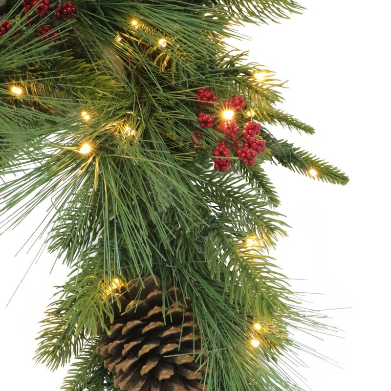 Puleo International 6' x 10" Pre-Lit Battery-Operated Artificial Adorned Christmas Garland
