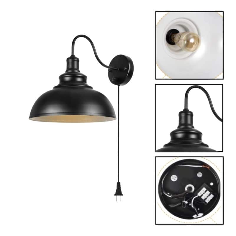1 PCs sconce light black wall lighting metal bulb wall lamp