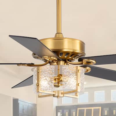 52" Reversible 5-Blade Caged Ceiling Fan with Light and Remote
