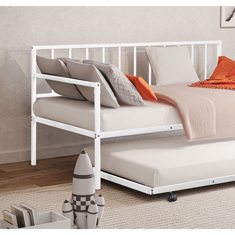 Twin Size Metal Daybed With Trundle Full Metal Structure Mattress Ready