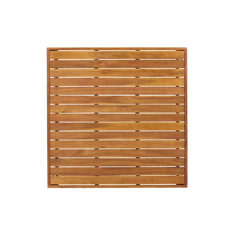 Christopher Knight Home - Alder Outdoor Solid Acacia Wood Bar Height Dining Table with Slatted Draining Top