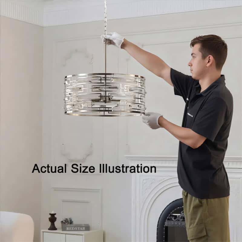 Anita Drum Shade Chandelier with Clear Glass Prism