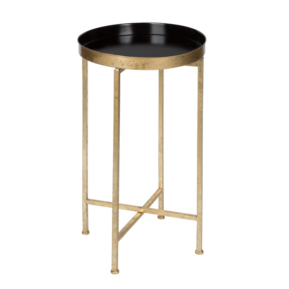 Kate and Laurel Celia Round Foldable Metal Accent Table - 14x14x26
