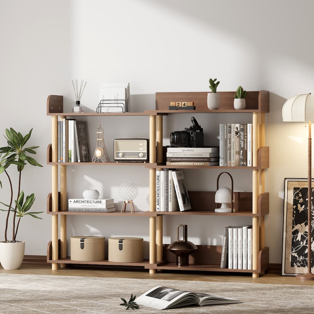 4 Tier Retractable & Rotatable Bookcases,Corner Book Shelf,Storage Rack for CDs/Movies/Books,Bookcase,Utility Organizer Shelves