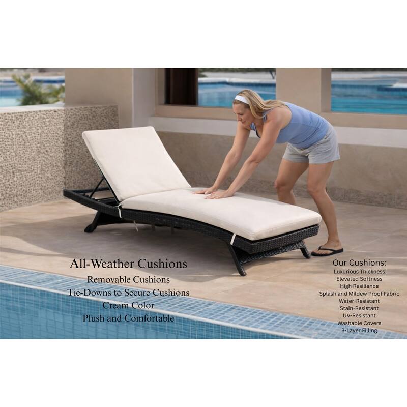 Eternity Brown 6-Piece Wicker Outdoor Chaise Lounge Set with Beige Cushions - N/A