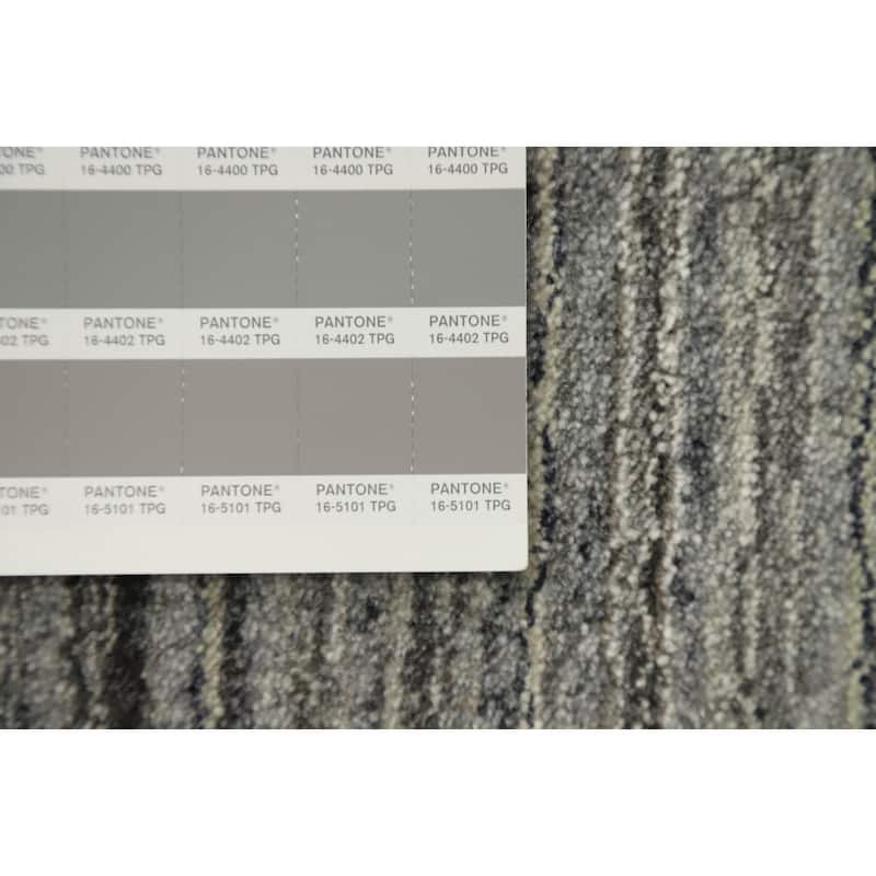 Hand Knotted Oriental Viscose Silk Carpet Tribal Animal Pictorial Greys & Charcoal Gabbeh Area Rug - 9' 11'' X 9' 11''