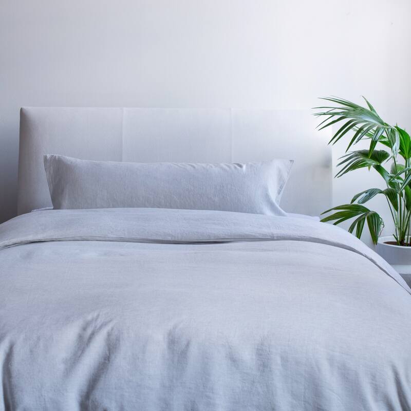 100% French Linen 16" x 44" Lumbar Sham by BOKSER HOME - Pillow Covers - 16" x 44" - Pebble Heather