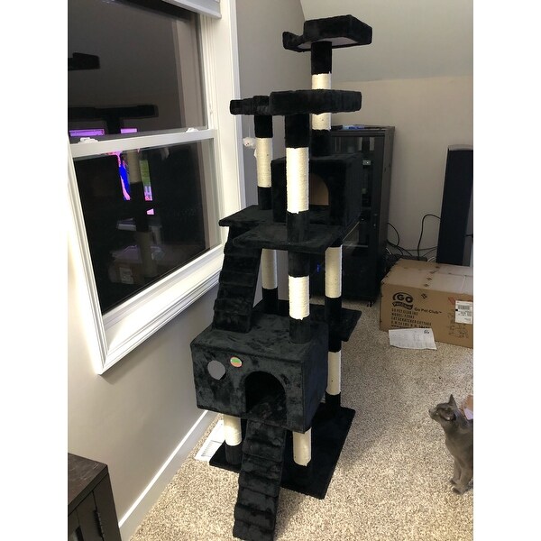 Shop Go Pet Club 72 Inch High Black Cat Tree Overstock 7318319