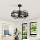preview thumbnail 7 of 191, 16.5"/18.5"/20"/23.6"/24"/28" Vintage Distressed White Low Profile Caged Ceiling Fan with Light and Remote (7/6/5/3-Blade)