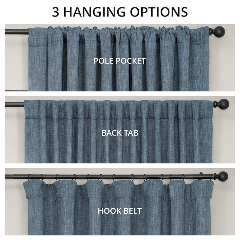 Exclusive Fabrics Textured Faux Linen Extra Wide Room Darkening Curtains for Bedroom & Living Room Curtains (1 Panel)