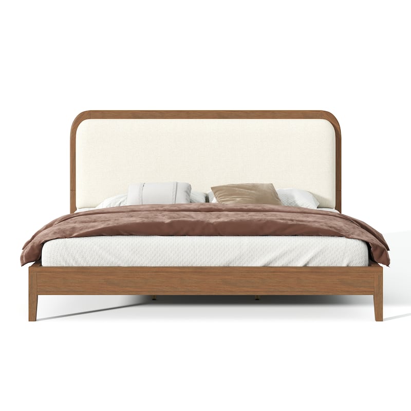 Christopher Knight Home - Oakmere Modern Solid Wood Platform Bed with Upholstered Headboard