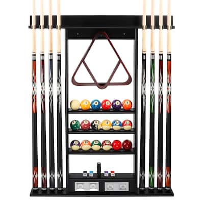 GSE™ 8-Pool Cue Wall Mounting Billiard Cue Rack, Hanging Wall Mounted Pool Cue Stick Holder with Score Counter