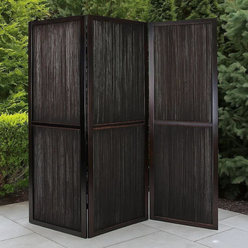 Yetta 72 x 72 Indoor Outdoor Folding Screen Room Divider, Handmade, Brown