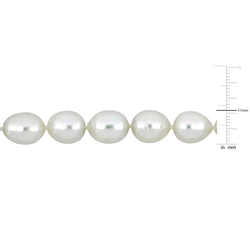 Miadora 18 " 9-11mm Off-Round White South Sea Cultured Pearl Necklace in 14k Yellow Gold