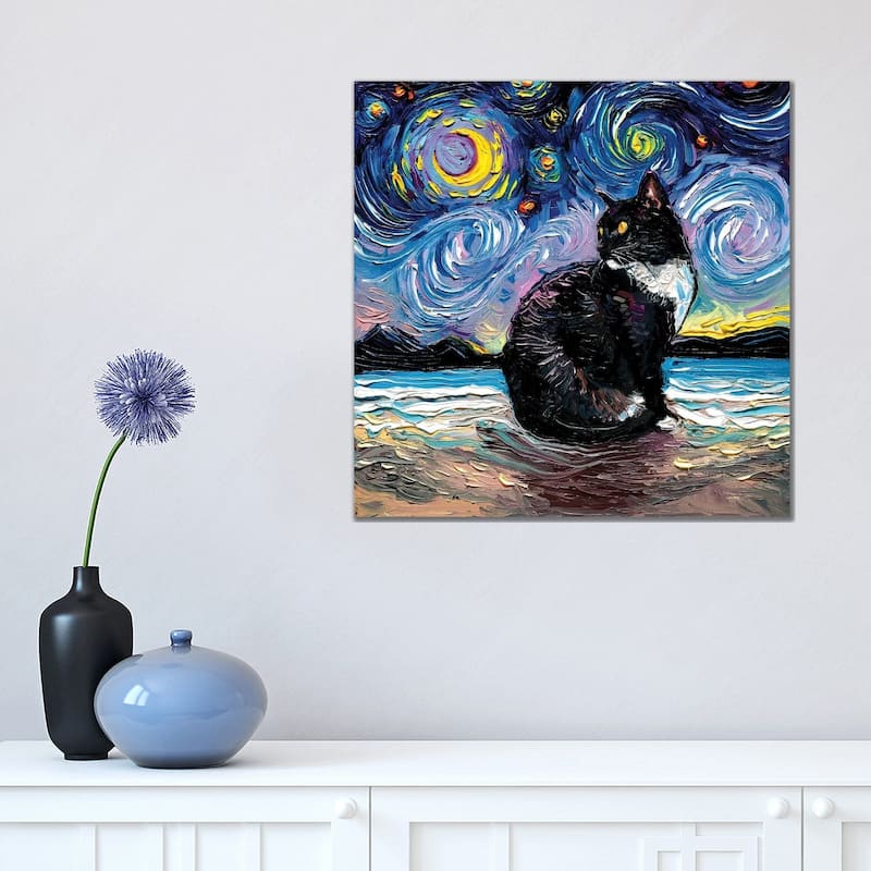 iCanvas "Tuxedo Cat Night II" by Aja Trier Canvas Print - 18x18x1.5