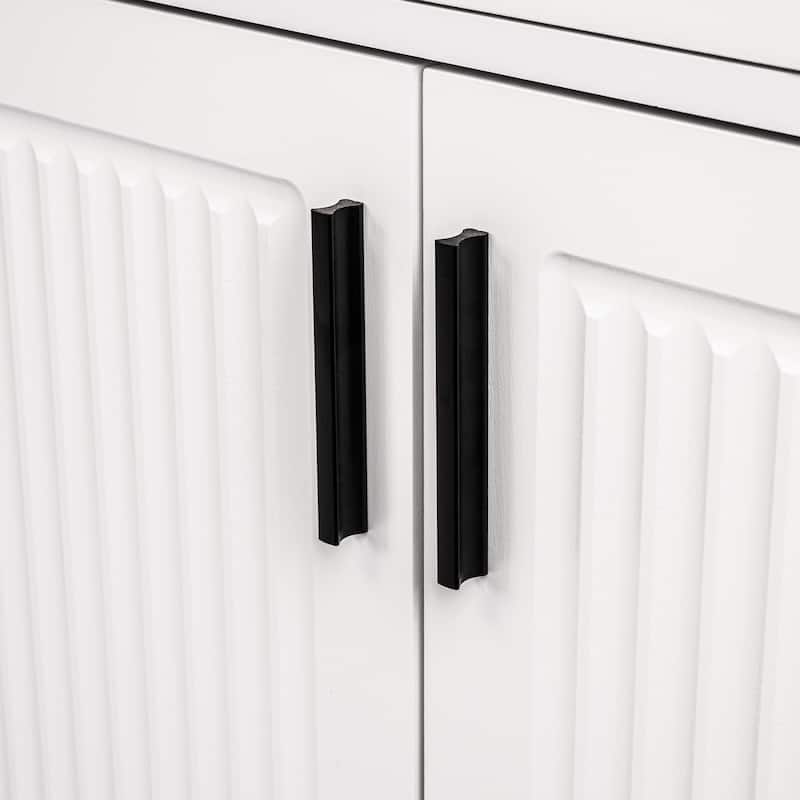 Fluted Sideboard Cabinet with 4 Doors & 3 Drawers, Wood Storage Console Table, Coffee Bar Cabinet with Adjustable Shelf