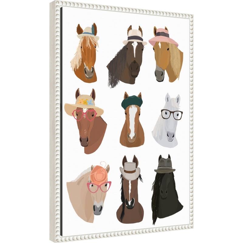 Horses In Hats by Hanna Melin (16 x 23 in.), Framed Canvas Wall Art Print