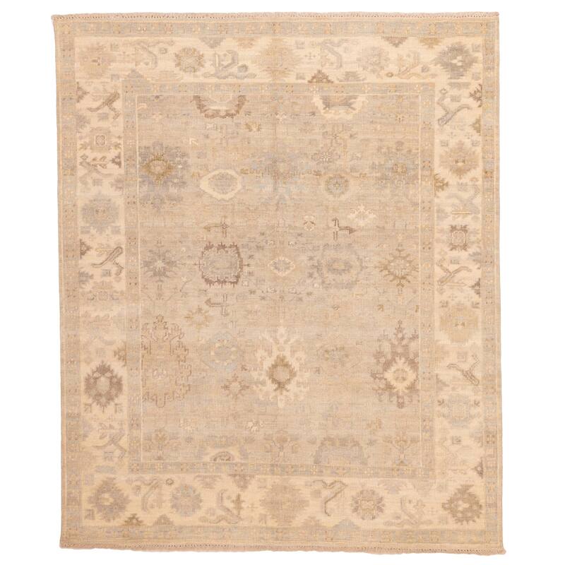 ECARPETGALLERY Hand-knotted Kavya Oushak Light Grey Wool Rug - 8'1 x 9'9