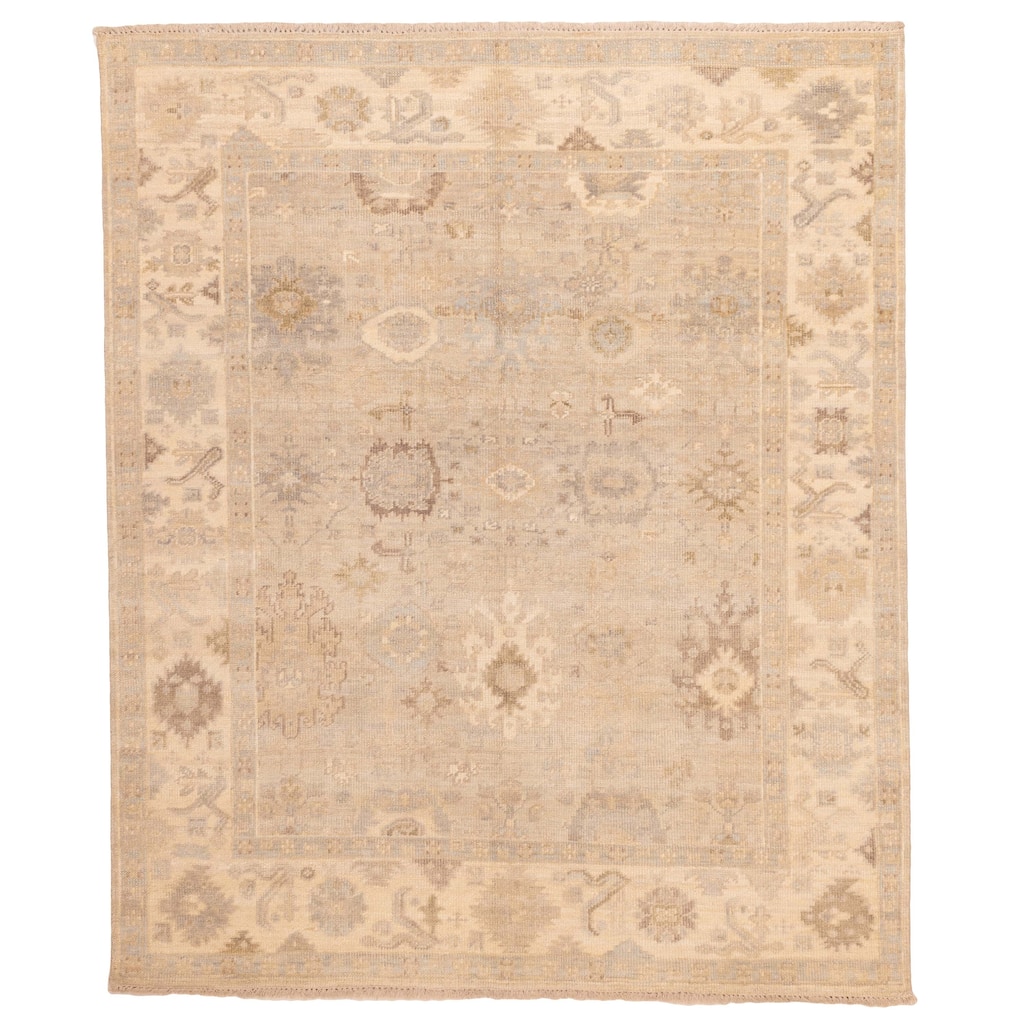 ECARPETGALLERY Hand-knotted Kavya Oushak Light Grey Wool Rug - 8'1 x 9'9