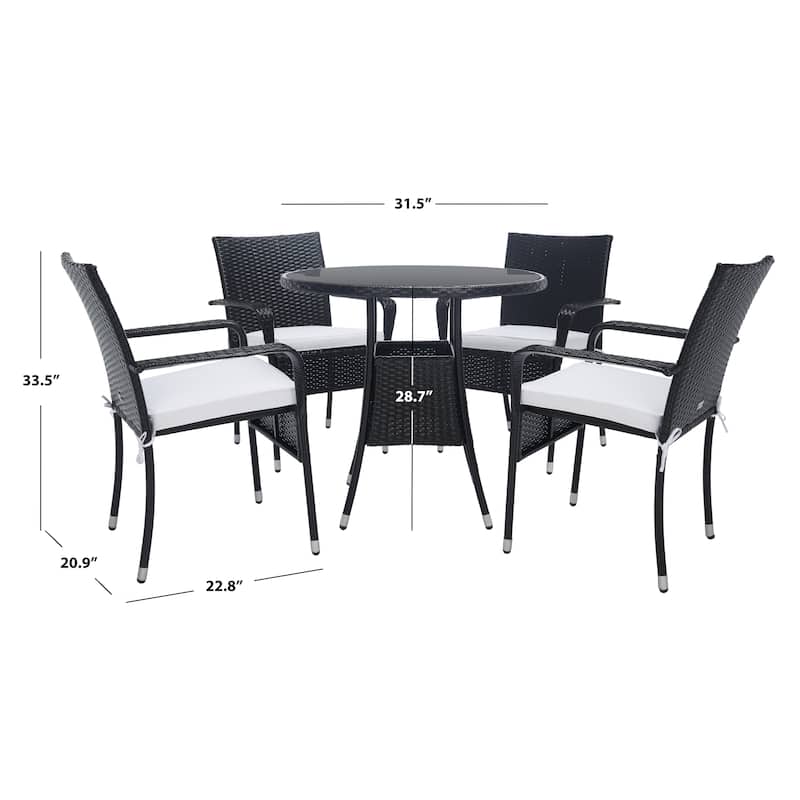 SAFAVIEH Outdoor Hanane 5-Piece Bistro Set - 32Wx32Dx34H