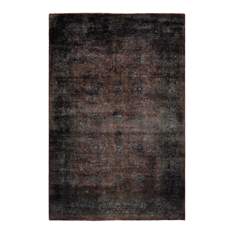 Overton Hand Knotted Wool Vintage Inspired Modern Contemporary Overdyed Brown Area Rug - 4' 1" x 6' 1"