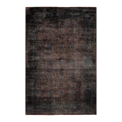 Overton Hand Knotted Wool Vintage Inspired Modern Contemporary Overdyed Brown Area Rug - 4' 1" x 6' 1"