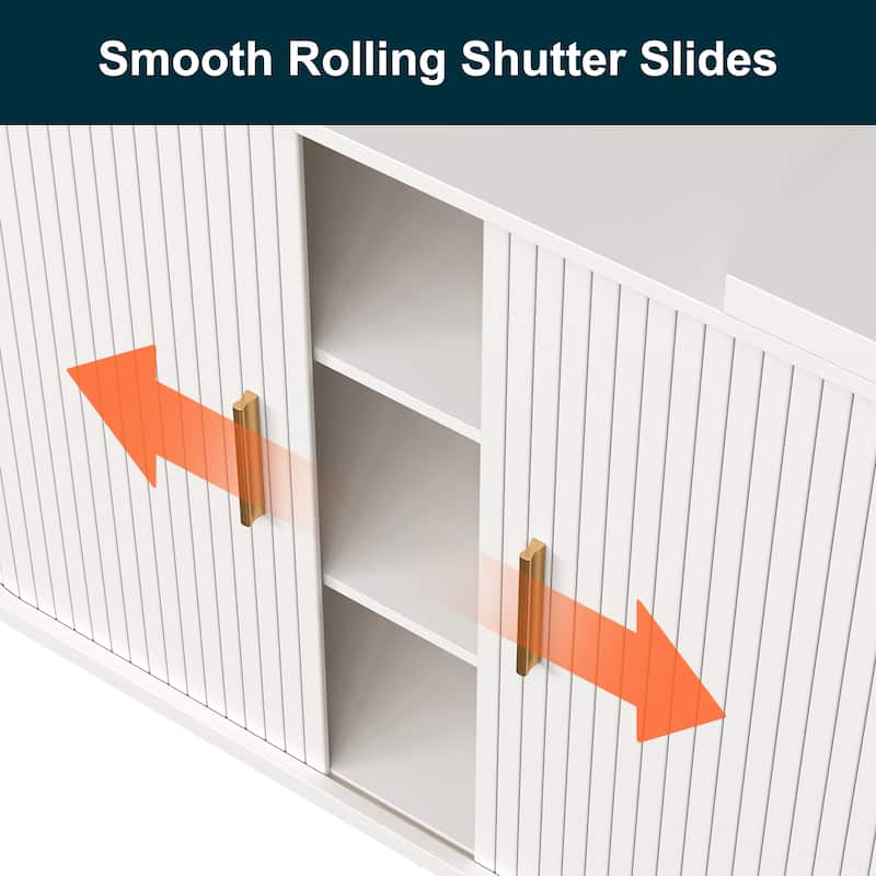 Extendable L-Shaped Vanity Table with Roller Shutter