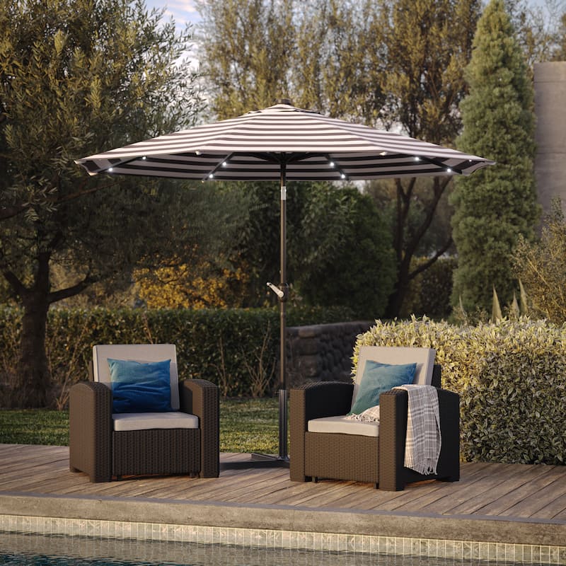 CorLiving 9ft Patio Umbrella with Lights, Tilting