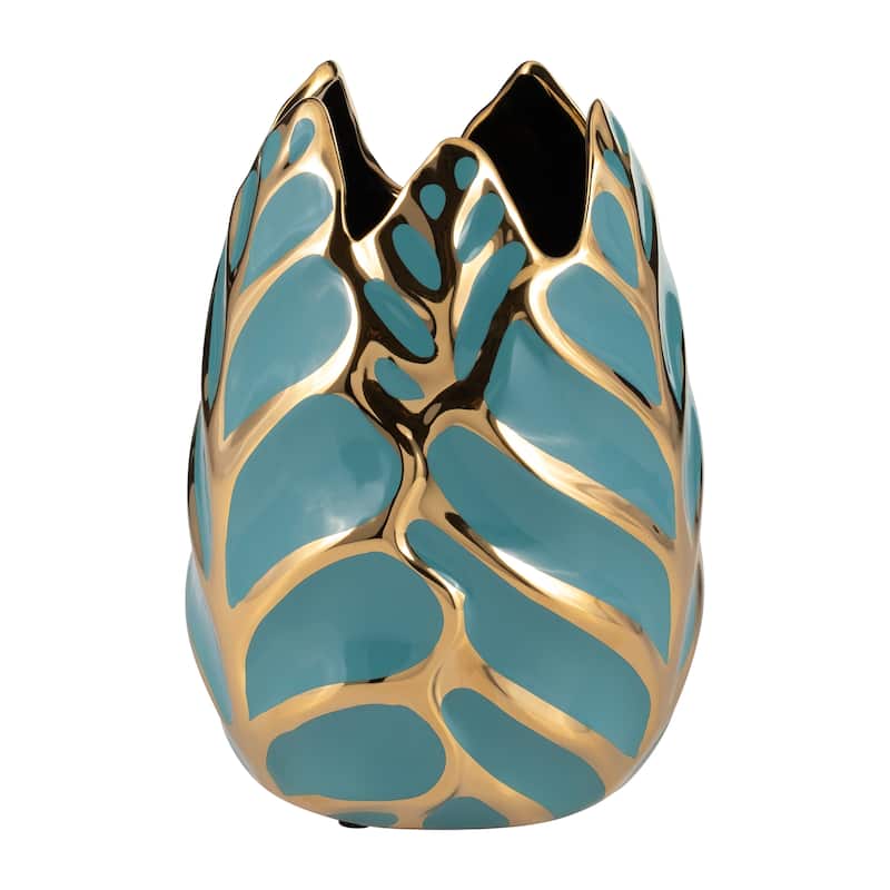 Sagebrook Home Leaf Ceramic Accent Vase