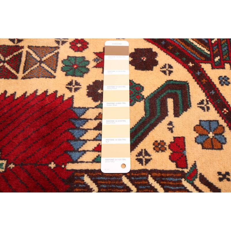 ECARPETGALLERY Hand-knotted Teimani Cream, Red Wool Rug - 3'4 x 6'0