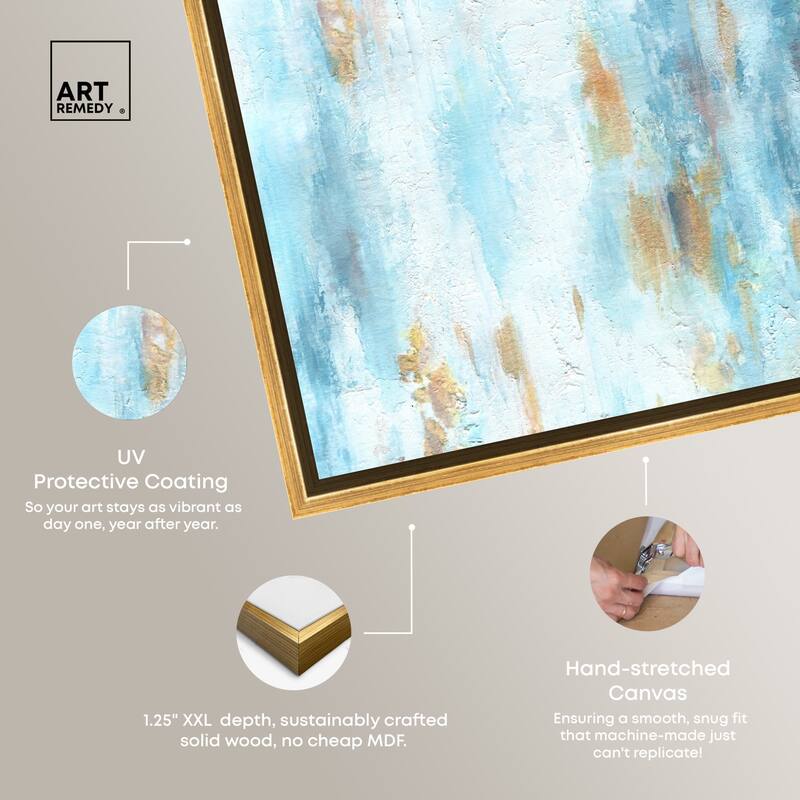 Art Remedy Textured Shades Framed Blue Abstract 1 Piece Canvas Wall Art