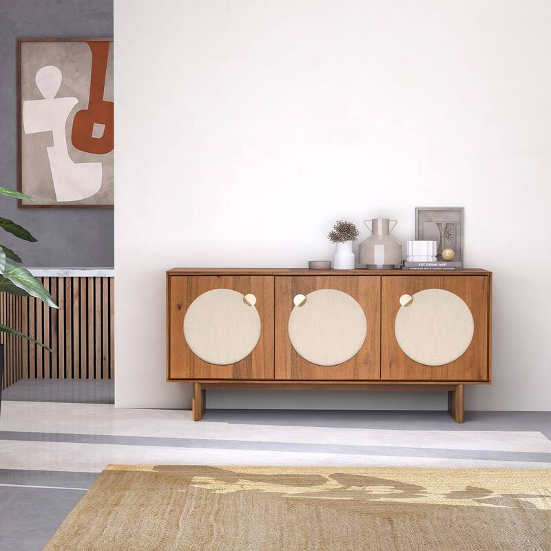 Studio London Orka Wide Modern Walnut Effect Cabinet Sideboard