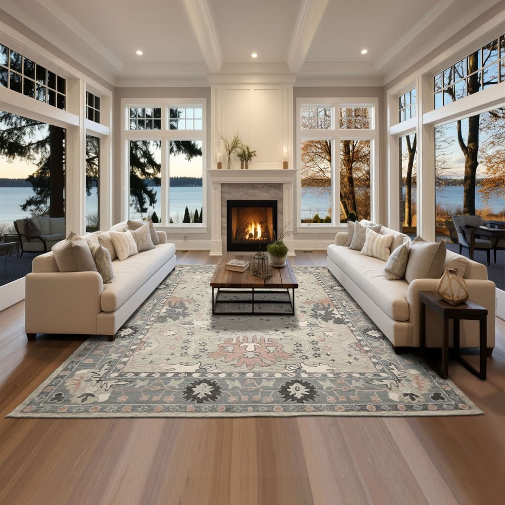 Multi Size Sage Wool Area Rug HandHooked Transitional Design Arts & Crafts