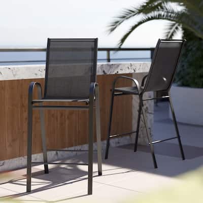 2 Pack Outdoor Barstools with Flex Comfort Material-Patio Stool