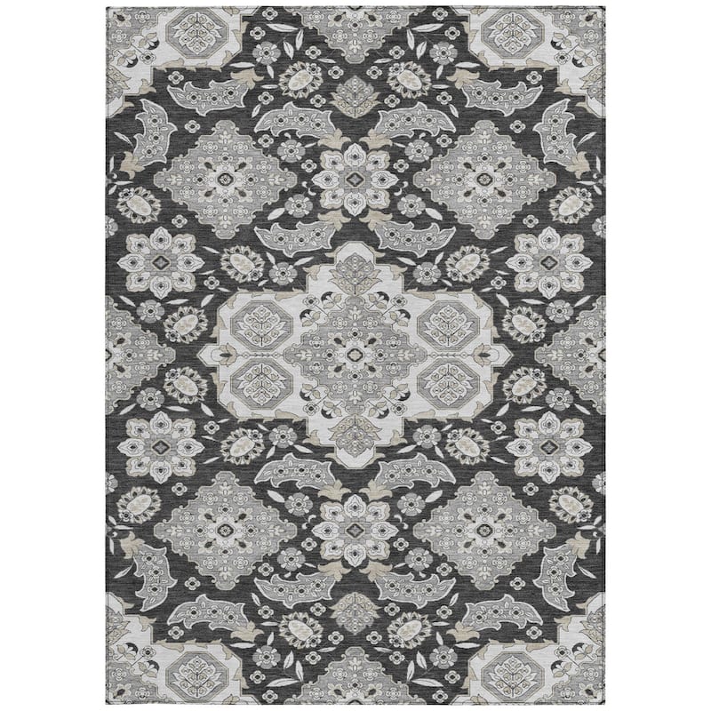 HomeRoots Medallion Traditional Rectangle Outdoor Rug