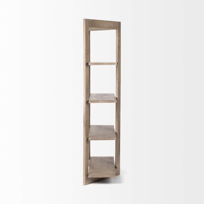 HomeRoots Light Brown Wood Shelving Unit With 4 Shelves