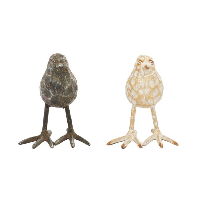 Gold Metal Bird Sculpture Set of 2 - 5 x 7 x 6