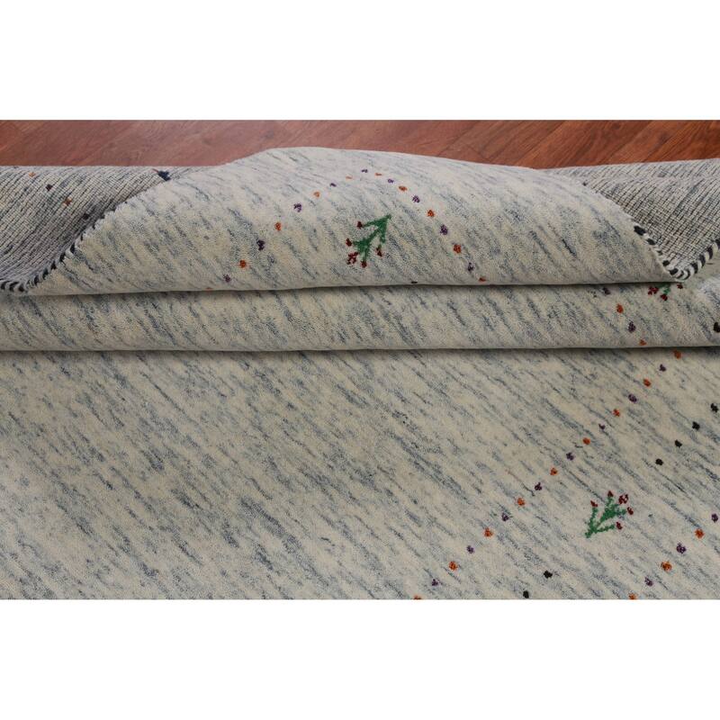 Hand Knotted Oriental 100% Wool Carpet Tribal Animal Pictorial Beige & Ivories Gabbeh Area Rug - 7' 10'' X 5' 2''