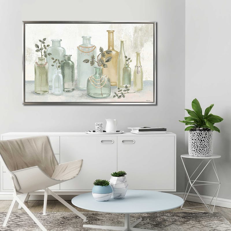 "Glass Bottles with Tassels" Print on Floating Canvas