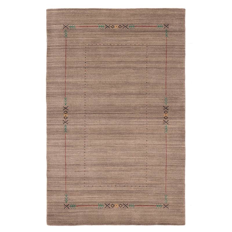 ECARPETGALLERY Hand Loomed Kashkuli Gabbeh Grey Wool Rug - 5'0 x 8'0