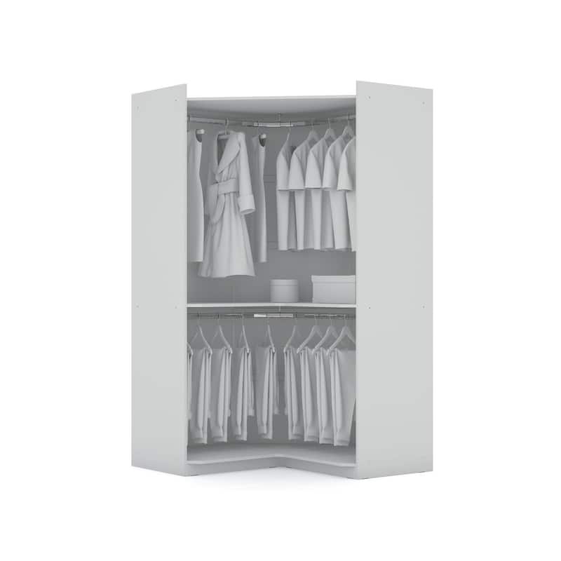 Mulberry Modern Open Corner Closet with 2 Hanging Rods