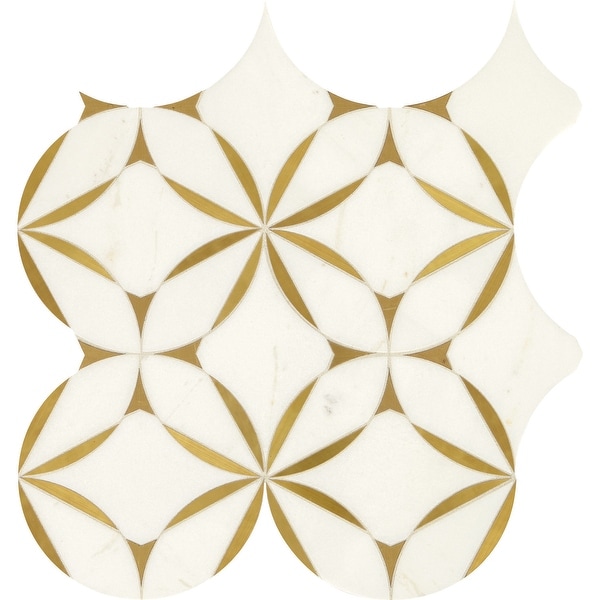 Daltile LVBLOSSMS1P Lavaliere - 8" x 8" Sheet Varied Deco Mosaic Wall Tile - Matte Marble Visual - Sold by Sheet