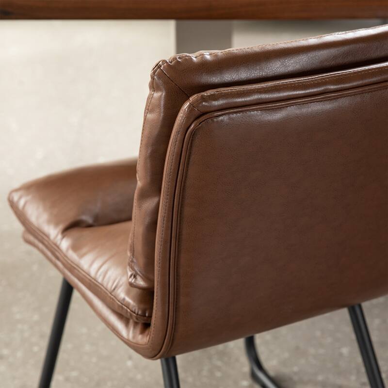 Glitzhome Set of 4 Modern Thick Soft Leatherette Metal Legs Bar Stools